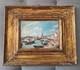 Antique Square Oil Painting On Canvas Wooden Frame Signed Venezia In The 19th Century