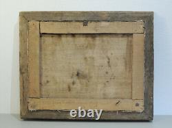 Antique Square Oil Painting on Canvas with Wooden Frame Coeval