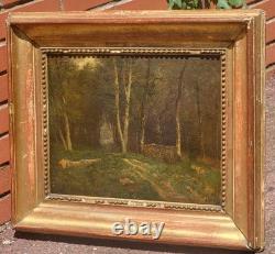 Antique painting signed. Underwood landscape. Oil on canvas.