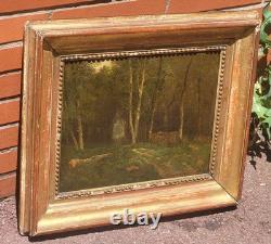 Antique painting signed. Underwood landscape. Oil on canvas.