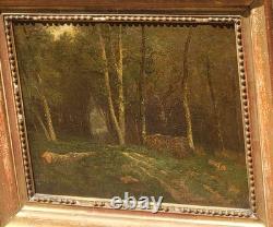 Antique painting signed. Underwood landscape. Oil on canvas.