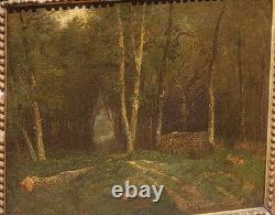 Antique painting signed. Underwood landscape. Oil on canvas.