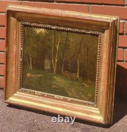Antique painting signed. Underwood landscape. Oil on canvas.