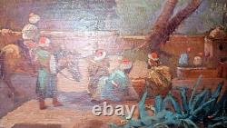 Antoine Brouard Orientalist Scene oil on wood panel