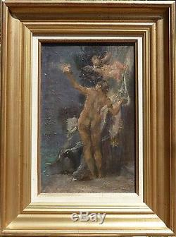Antoine Calbet Table Hsp Painting Original Nude Female And Angel / Rare +++