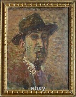 Antony DAMIEN (1858-1943) Oil on wood Self-portrait