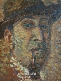 Antony DAMIEN (1858-1943) Oil on wood Self-portrait