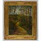 Approximately 1950 Ancient Oil Painting Forest Landscape 59x49 Cm