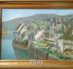 Argentat On Dordogne Oil Signed In January Guichard 1883 1963 Painter Périgourdin