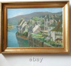 Argentat On Dordogne Oil Signed In January Guichard 1883 1963 Painter Périgourdin