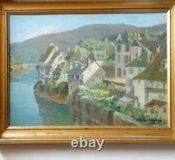 Argentat On Dordogne Oil Signed In January Guichard 1883 1963 Painter Périgourdin