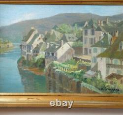 Argentat On Dordogne Oil Signed In January Guichard 1883 1963 Painter Périgourdin