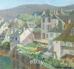 Argentat On Dordogne Oil Signed In January Guichard 1883 1963 Painter Périgourdin