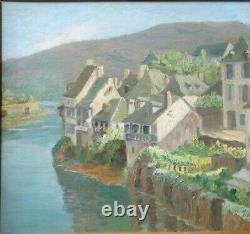 Argentat On Dordogne Oil Signed In January Guichard 1883 1963 Painter Périgourdin