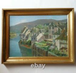 Argentat On Dordogne Oil Signed In January Guichard 1883 1963 Painter Périgourdin