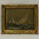 Around 1900-1950 Ancient Oil Painting Sailing Boats At Sea 51x41 Cm