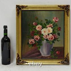 Around 1900-1950 Ancient Oil Painting Still Life Flower Bouquet 48x43