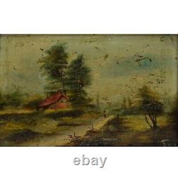 Around 1900, Old oil painting of a summer landscape signed 36x29 cm.