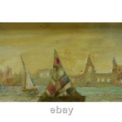 Around 1930-1940 Old oil painting Venice 63x35 cm