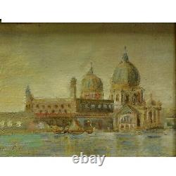 Around 1930-1940 Old oil painting Venice 63x35 cm
