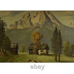 Around 1930/50 Ancient Oil Painting Mountain Landscape 40x31 CM