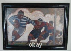 Art Deco sports poster: Racing Rugby vs Stade Français, Henri Mercier, 1920s-30s