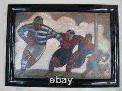 Art Deco sports poster: Racing Rugby vs Stade Français, Henri Mercier, 1920s-30s