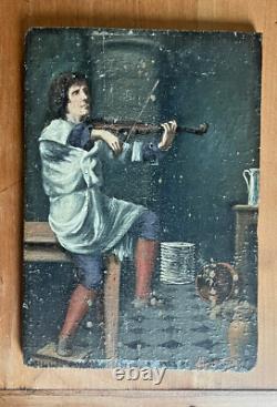 Artist to Identify Oil on Wood Signed and Dated Violinist XIX