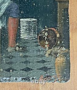 Artist to Identify Oil on Wood Signed and Dated Violinist XIX