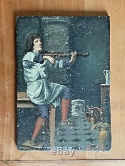 Artist to Identify Oil on Wood Signed and Dated Violinist XIX