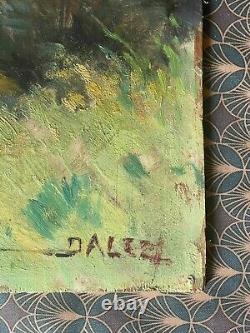 Artist to be identified Large Oil on Wood Signed Lavandières XX