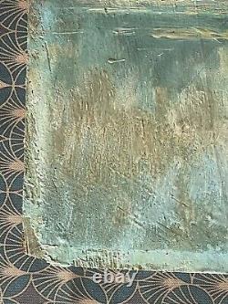 Artist to be identified Large Oil on Wood Signed Lavandières XX