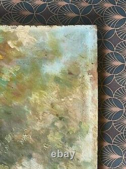 Artist to be identified Large Oil on Wood Signed Lavandières XX