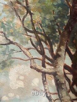 Artist to be identified Large Oil on Wood Signed Lavandières XX