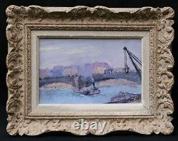 Attributed André Barbier Postimpressionist Painting View Paris Quais Seine Boat