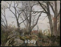 Attributed Henri Harpignies Painting Landscape Winter Under Wood Forêt Fontainebleau
