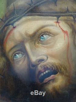 Austrian School Superb Portrait Of Christ Oil / Wood Signed K. Reichrath