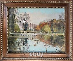 Autumn Landscape Table Pondside By Octave Pycke (1904-1968) Hsp + Frame