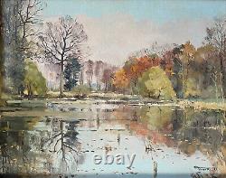 Autumn Landscape Table Pondside By Octave Pycke (1904-1968) Hsp + Frame