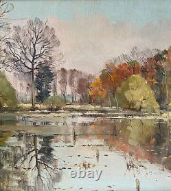 Autumn Landscape Table Pondside By Octave Pycke (1904-1968) Hsp + Frame