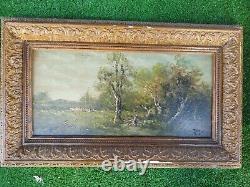 BARBIZON School Animated Landscapes Signed by Roy OIL on Wood End of the 19th Century