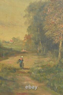 BARBIZON Stroller in a Wood by L Henry (1850-1896) 19th Century