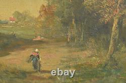 BARBIZON Stroller in a Wood by L Henry (1850-1896) 19th Century