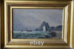 BONNAUD A. Marine Brittany Normandy Oil on wood panel early 20th century