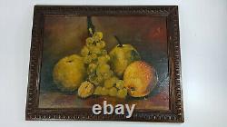 B. Heubert Still life with fruits 19th century Oil on wood painting light composition