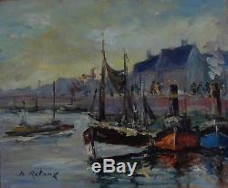 B. Retaux Exceptional Painting Impressionist Oil On Wood Dock Boats