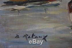 B. Retaux Exceptional Painting Impressionist Oil On Wood Dock Boats