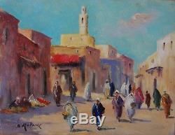 B. Retaux Sublime Ancient Orientalist Paint Oil On Panel Marrakech
