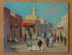 B. Retaux Sublime Ancient Orientalist Paint Oil On Panel Marrakech
