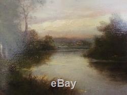 Barbizon Oil On Wood Panel Signed G. Gaignard Xixth River Landscape